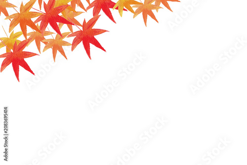 Konstfotografi 手書き水彩の秋の紅葉のコーナーイラスト素材