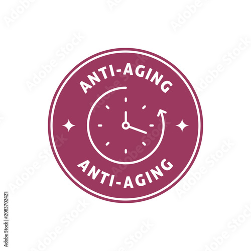 Foto Anti aging cosmetic label badge for skincare, age defy sticker for beauty produc