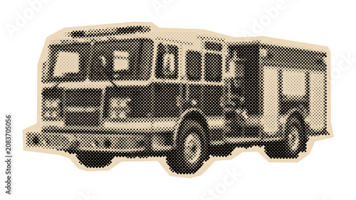 Konstfotografi Fire truck illustration of an emergency response vehicle in a classic vintage ha