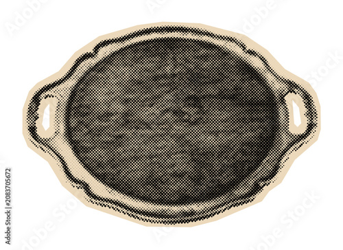 Foto Ornate serving tray with decorative handles, rendered as a classic vintage halft