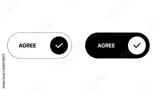 Fotografie Agree toggle button and circular checkbox interface design elements with checkbo