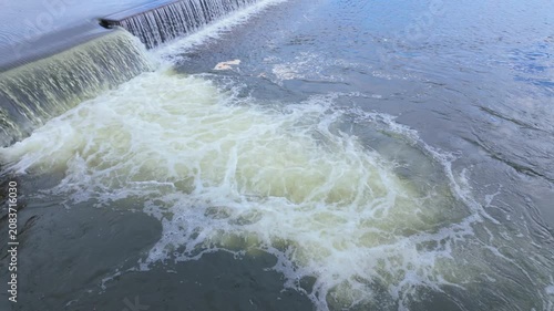Footage of the Nepean River flowing over the Penrith Weir near the Western Sydney city of Penrith in New South Wales, Australia