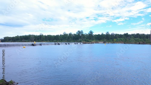 Footage of the Nepean River flowing over the Penrith Weir near the Western Sydney city of Penrith in New South Wales, Australia