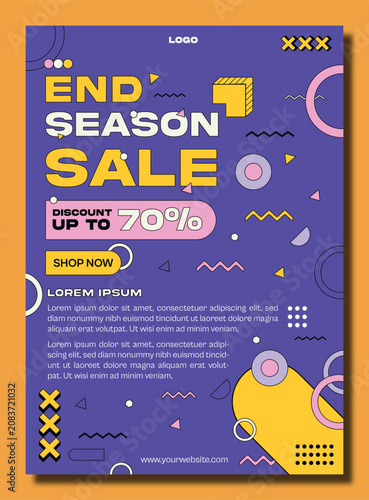 End Season Sale Flyer Template with Geometric Shapes