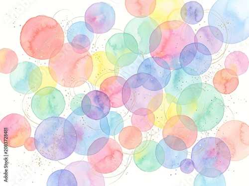 Soft Abstract Watercolor Pastel Circles Background with Glimmering Details
