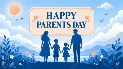 Heartwarming parents day graphic with family silhouettes