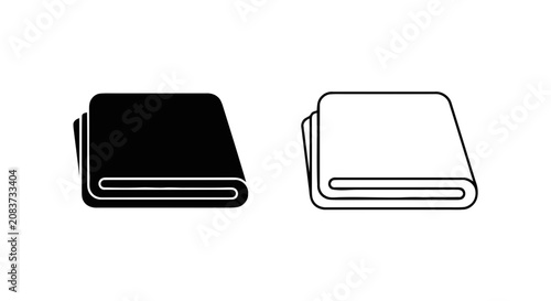 Vector illustration of folded towel icon set, flat and outline style, vector illustration on a transparent background
