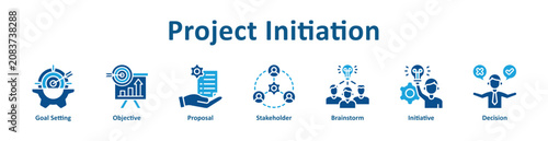 Project Initiation web icon banner with glyph color style
