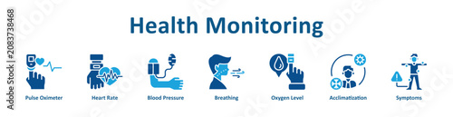 фотографія Health Monitoring web icon banner with glyph color style