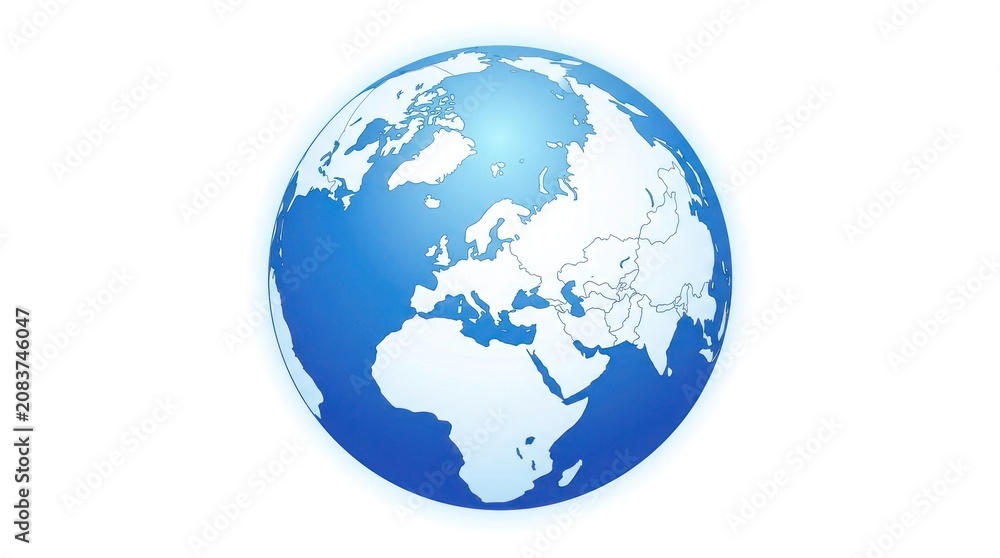 Fototapeta premium Stylized earth globe illustration focusing on europe africa and the arctic region