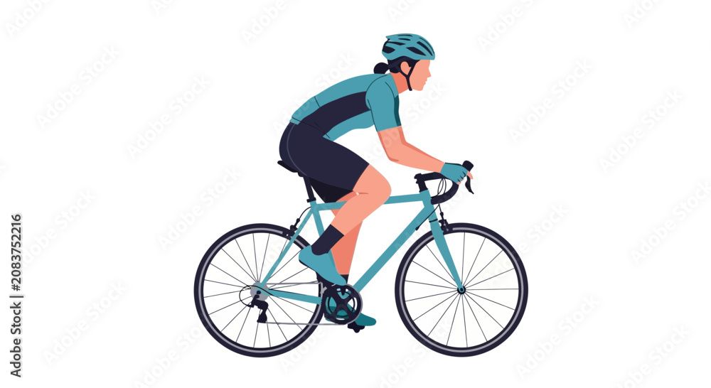 Obraz premium Cyclist riding a bicycle on a white background.