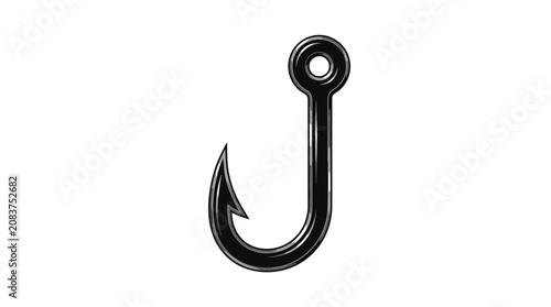 Foto Shiny Fishing Hook Isolated on White Background