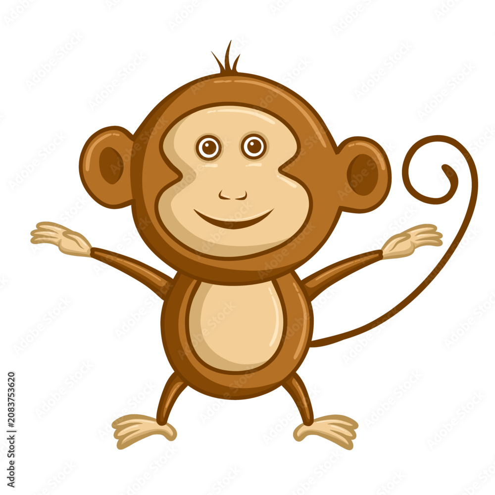 Fototapeta premium Flat illustration of monkey isolated