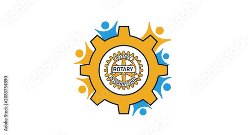 Rotary Club Emblem Gear Symbolizing Unity and Service.