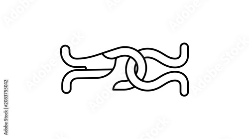 Abstract Interlocking Lines Logo Design, Minimalist Geometric Shape, Isolated on White