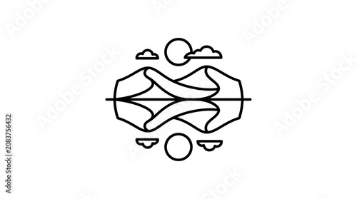 Minimalist Desert Landscape Line Art Reflection