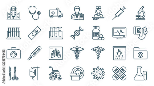 Medical Health Care Icons Set - Healthcare and Science Symbols