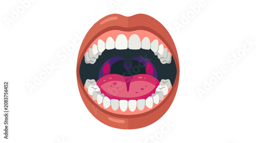 Open Mouth with Tongue, Teeth, and Uvula - Oral Cavity Illustration