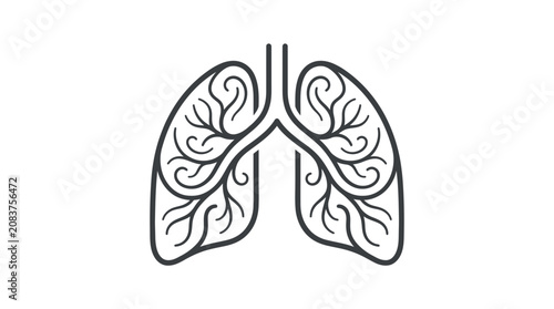 Abstract Line Art Illustration of Human Lungs
