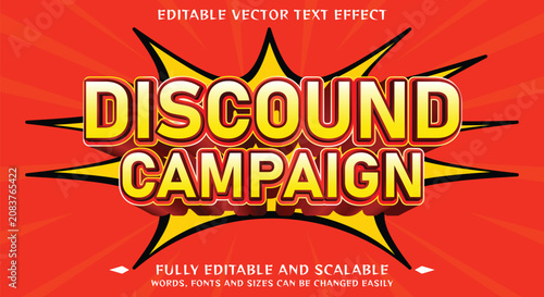 3D comic style discount campaign banner with yellow text on red starburst background for marketing and retail promotions