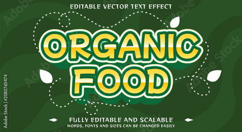 Modern Green Organic Food Label Typography Design for Natural Produce and Healthy Lifestyle Branding