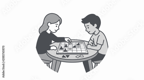 Fotografia Two people playing a board game.