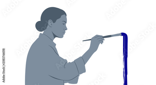 Obraz na płótnie Woman painting with a brush stroke.