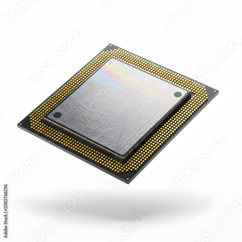 Modern High Performance Computer Processor CPU on White Background