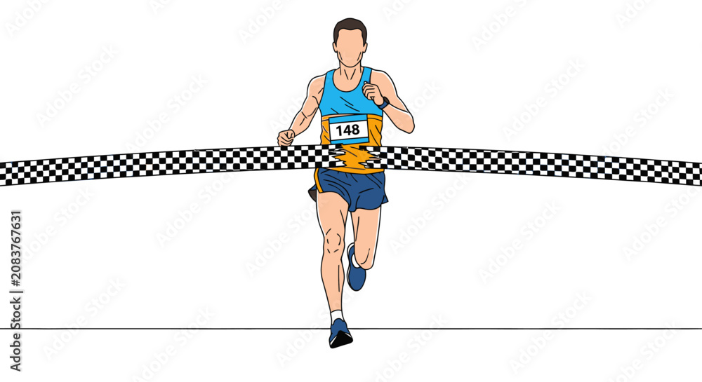 Фотография Runner Crossing Finish Line Vector Illustration