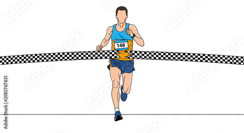 Foto Runner Crossing Finish Line Vector Illustration