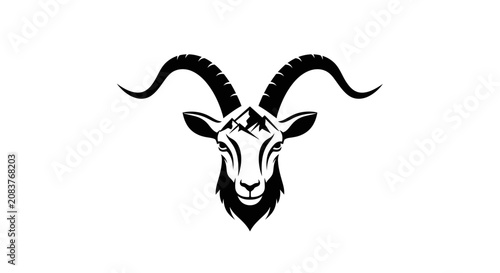 Tableau sur toile Goat Head with Horns Illustration.