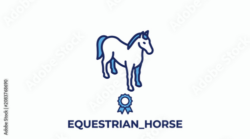 Tablou pe pânză Equestrian Horse Line Drawing Logo.