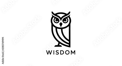 Fotografie Owl logo with wisdom text.