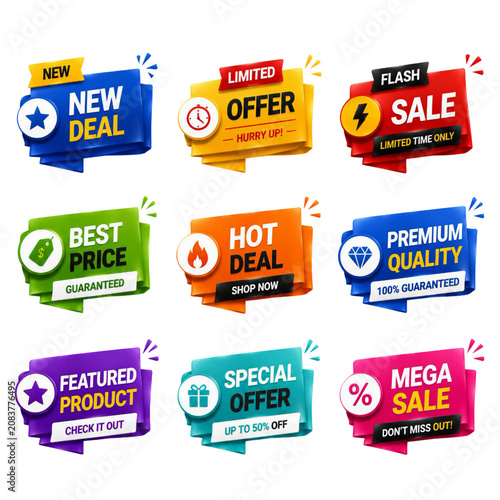 Promotional Sale Badge and Ribbon Set for Ecommerce Marketing UI Elements Collection