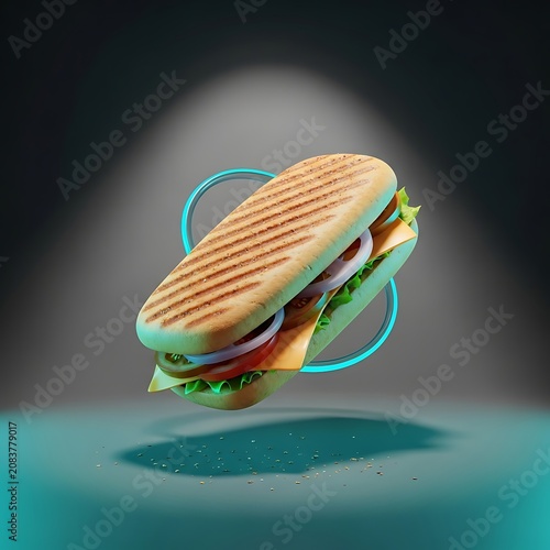 3d burger with lettuce and cheese on a table