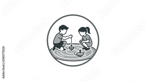 Slika na platnu Children playing on a blanket.