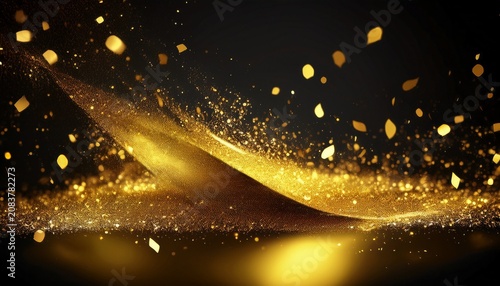 Gold Foil Splatter Glitter Golden Stroke On Transparent Background Festive Background With Gold Glitter And Confetti For Celebration With Glowing Golden Particles