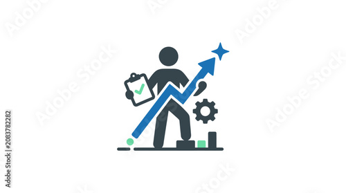 Foto Businessman Holding Clipboard with Growth Graph.