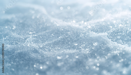 Sparkling Blue Ice Crystal Bokeh Background with Frozen Winter Texture and Soft Light