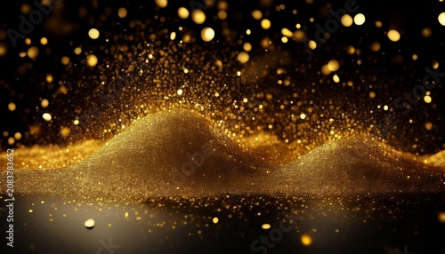 Gold Glitter Texture On A Black Background Holiday Background Golden Explosion Of Confetti Golden Grainy Abstract Texture On A Black Background Design Element