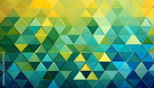 Beautiful Blue Green And Yellow Triangular Background