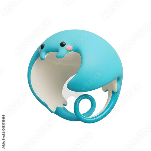 3D Cute Blue Manta Ray