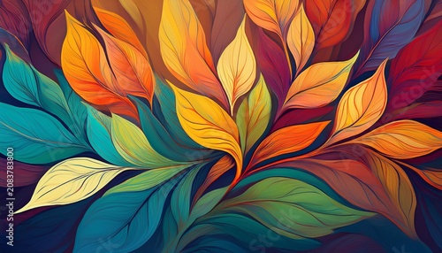 Abstract Colorful Background With Leaves