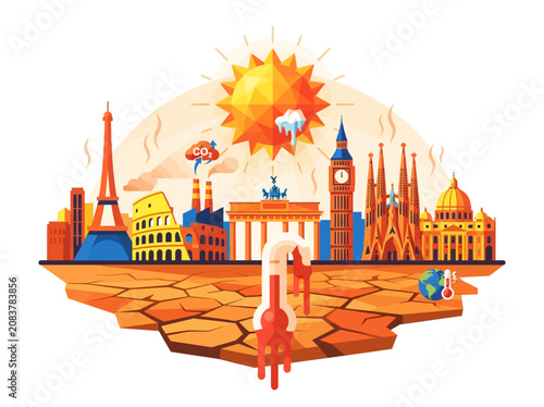 Global warming impact on european landmarks and environment