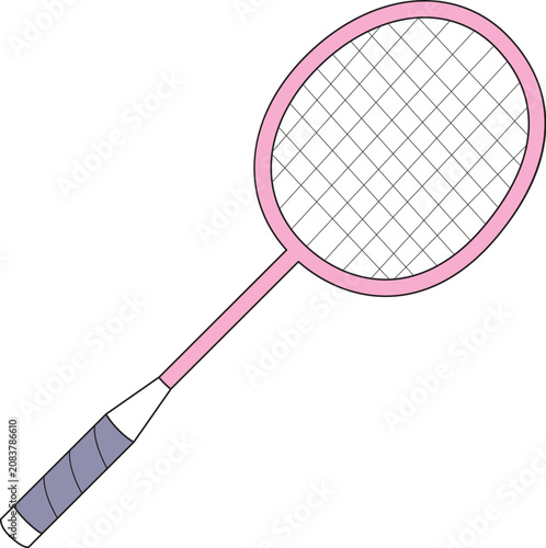 Pink badminton racket illustration isolated vector