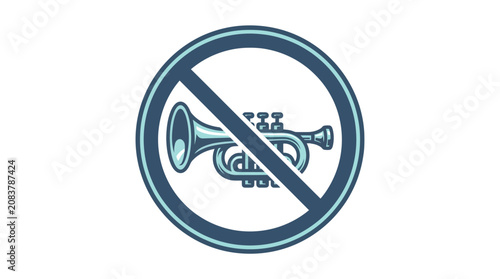 No Trumpet Sign Silence Prohibition Symbol.