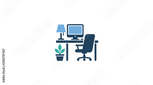 Office Workspace with Computer Chair.