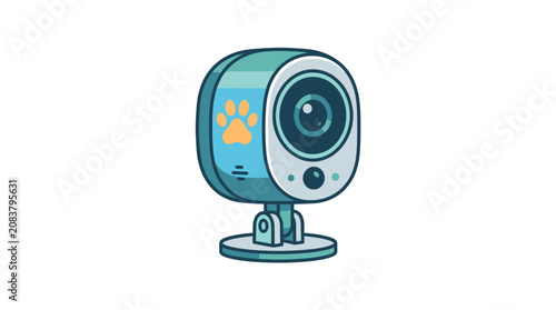фотографія Teal and white security camera device.