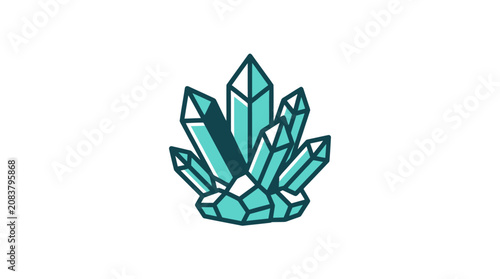 Fotografie Teal crystal cluster mineral specimen.