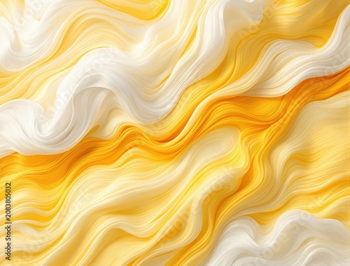 Abstract flowing fabric in white and yellow, creating a sense of movement and luxury.